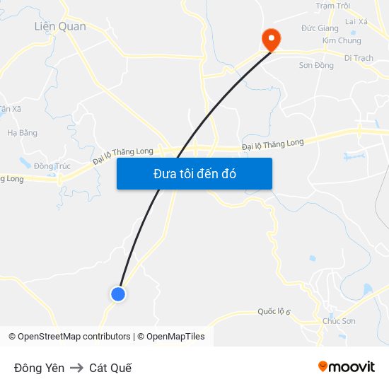 Đông Yên to Cát Quế map