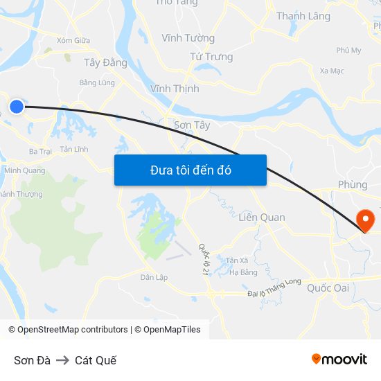 Sơn Đà to Cát Quế map