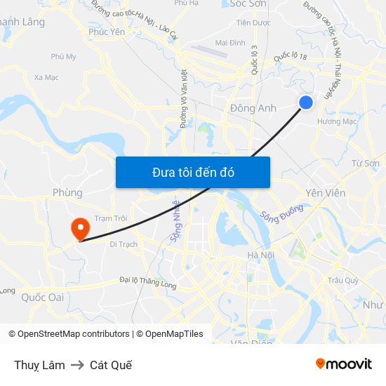 Thuỵ Lâm to Cát Quế map