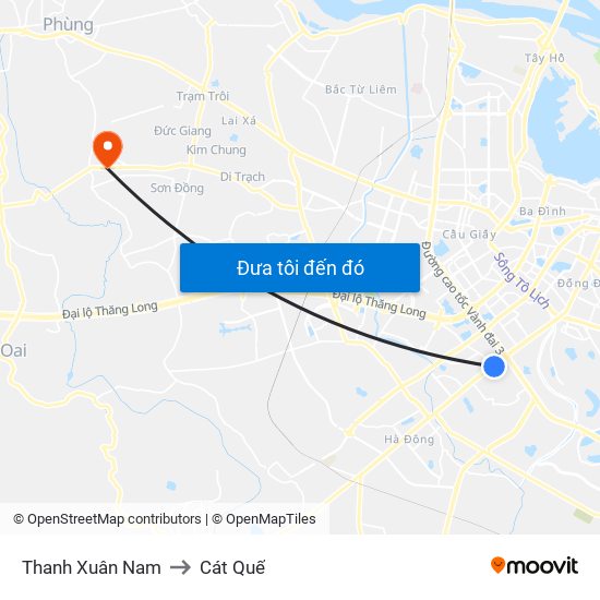 Thanh Xuân Nam to Cát Quế map