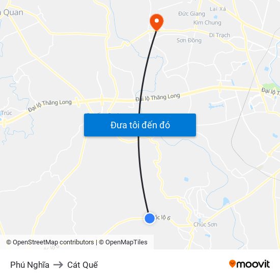 Phú Nghĩa to Cát Quế map