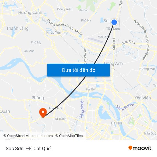 Sóc Sơn to Cát Quế map