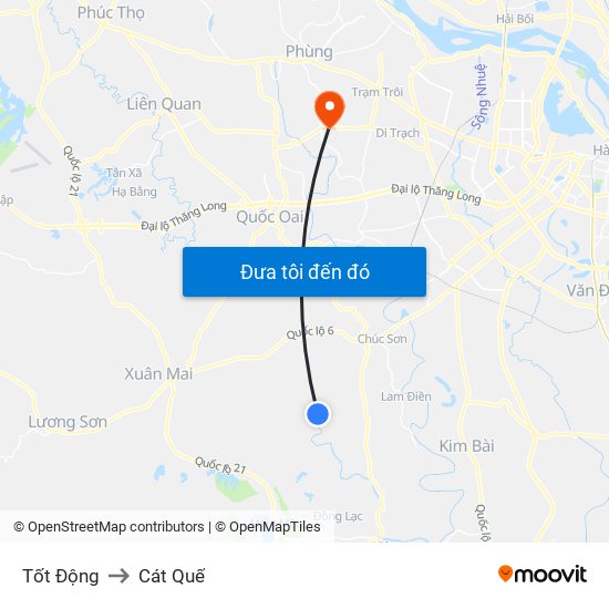 Tốt Động to Cát Quế map