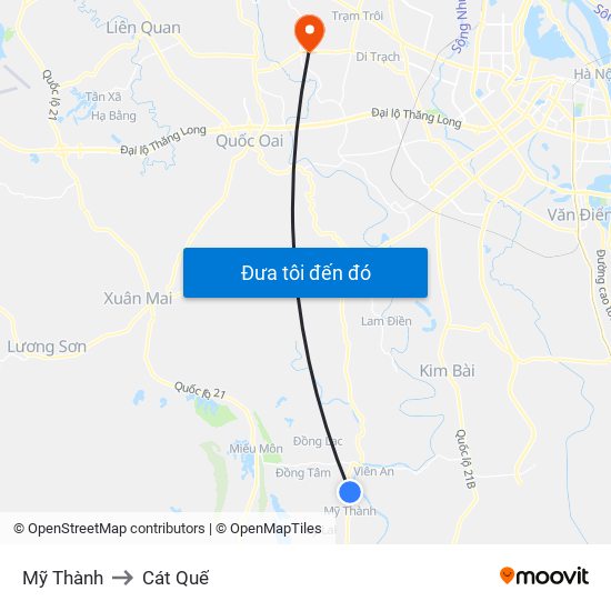 Mỹ Thành to Cát Quế map