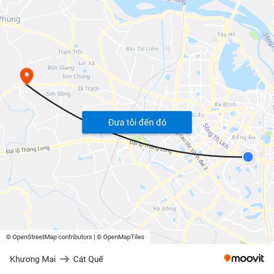 Khương Mai to Cát Quế map