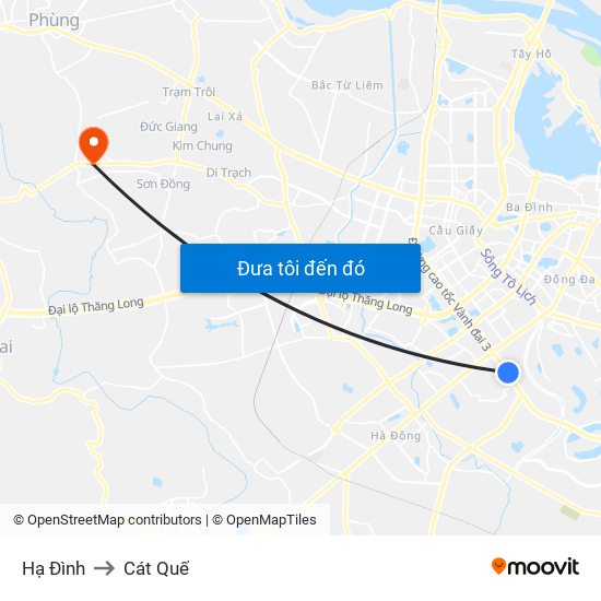 Hạ Đình to Cát Quế map