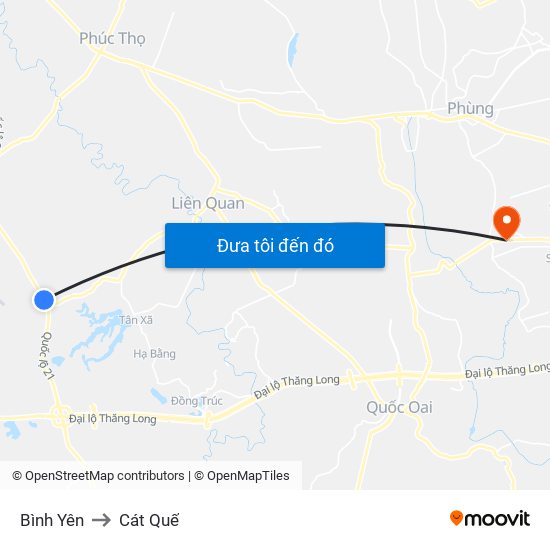 Bình Yên to Cát Quế map