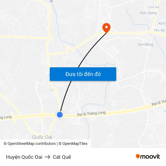 Huyện Quốc Oai to Cát Quế map