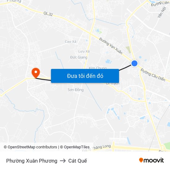 Phường Xuân Phương to Cát Quế map