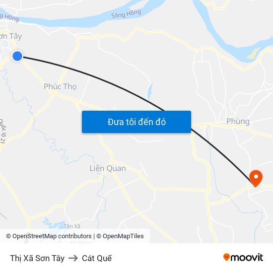 Thị Xã Sơn Tây to Cát Quế map