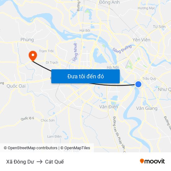 Xã Đông Dư to Cát Quế map