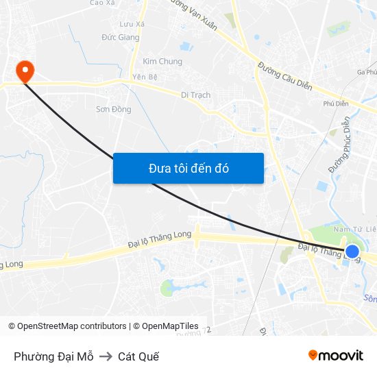 Phường Đại Mỗ to Cát Quế map