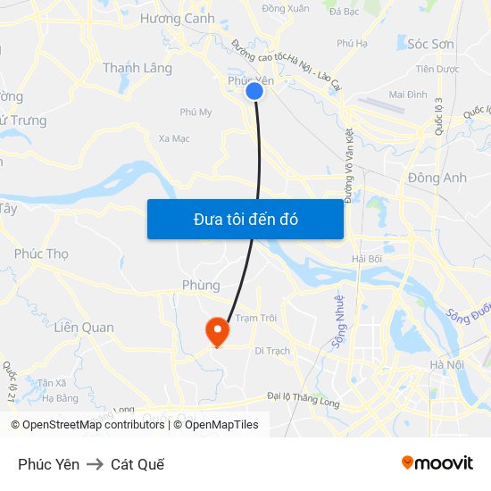 Phúc Yên to Cát Quế map