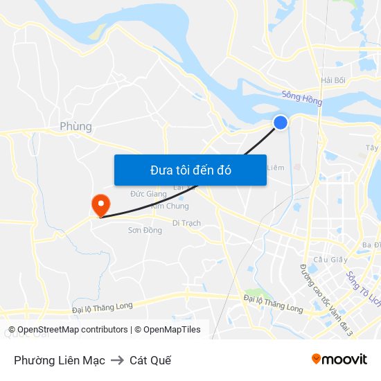 Phường Liên Mạc to Cát Quế map