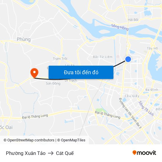 Phường Xuân Tảo to Cát Quế map