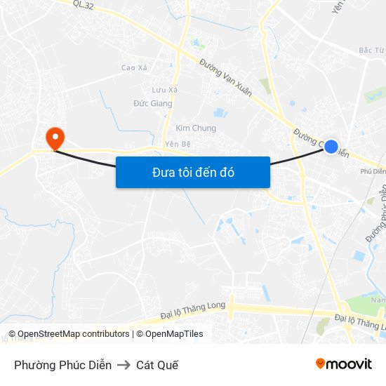 Phường Phúc Diễn to Cát Quế map