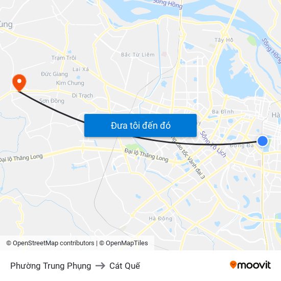 Phường Trung Phụng to Cát Quế map