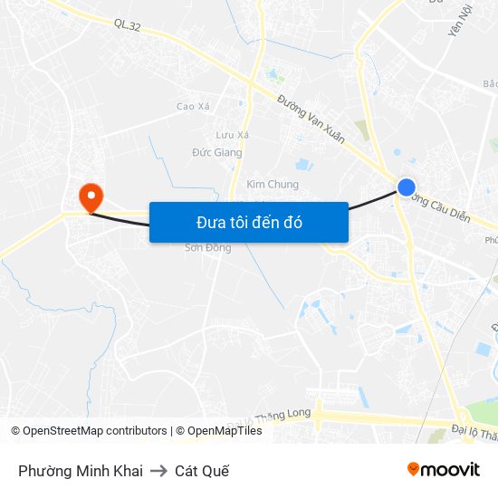 Phường Minh Khai to Cát Quế map