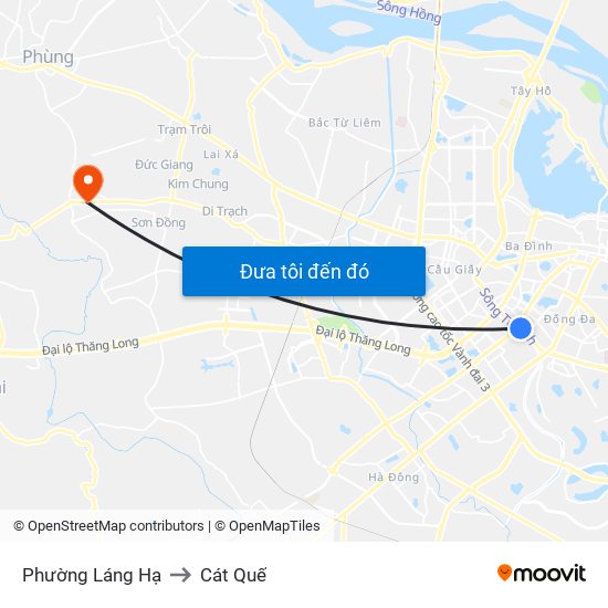 Phường Láng Hạ to Cát Quế map