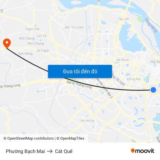 Phường Bạch Mai to Cát Quế map