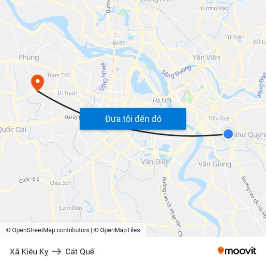 Xã Kiêu Kỵ to Cát Quế map