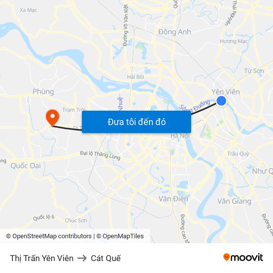 Thị Trấn Yên Viên to Cát Quế map