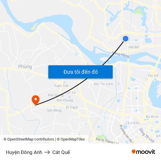 Huyện Đông Anh to Cát Quế map