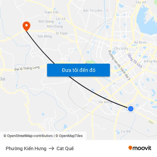 Phường Kiến Hưng to Cát Quế map