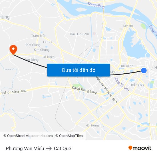 Phường Văn Miếu to Cát Quế map