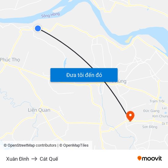 Xuân Đình to Cát Quế map