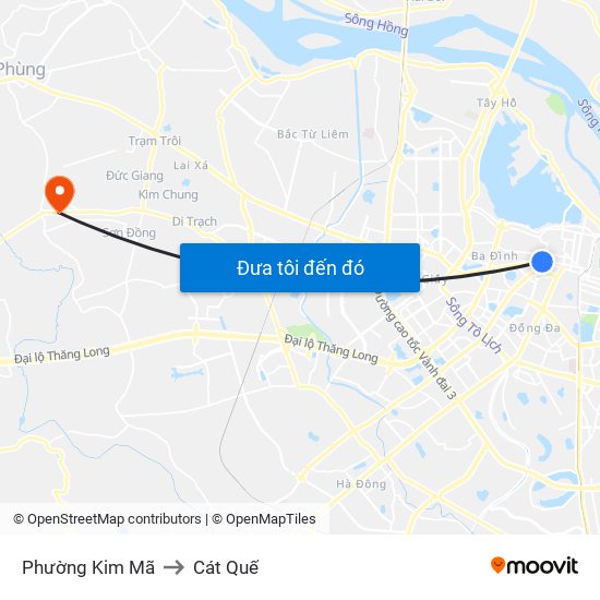 Phường Kim Mã to Cát Quế map