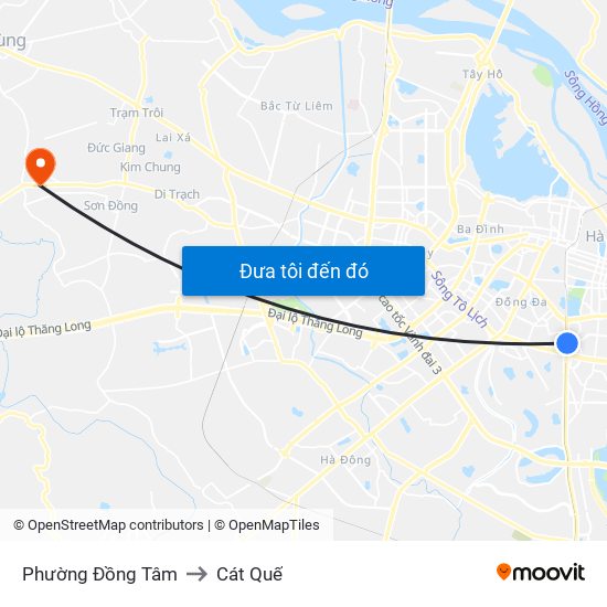 Phường Đồng Tâm to Cát Quế map