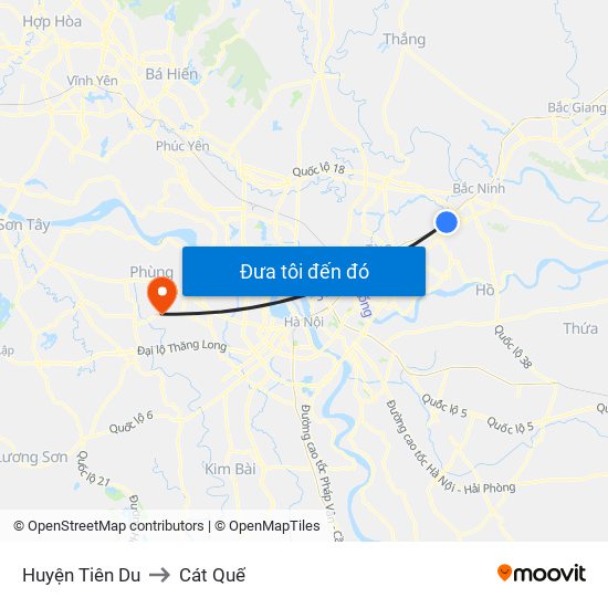 Huyện Tiên Du to Cát Quế map