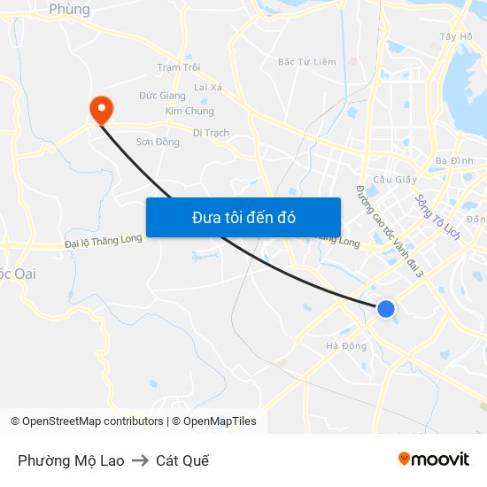 Phường Mộ Lao to Cát Quế map