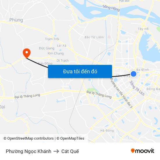 Phường Ngọc Khánh to Cát Quế map