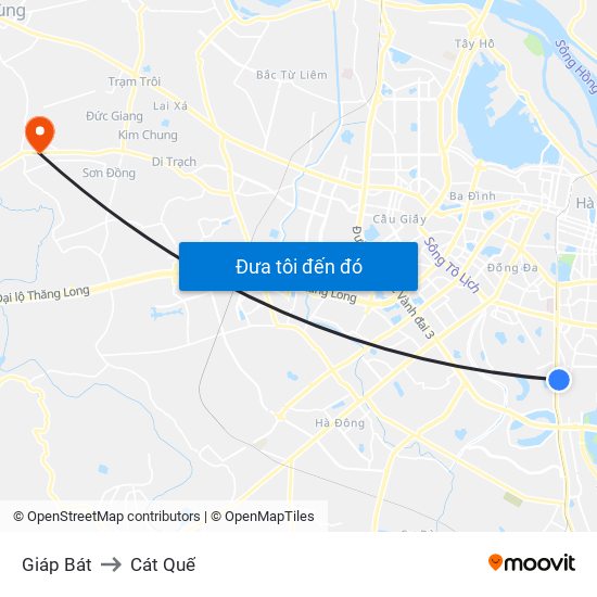 Giáp Bát to Cát Quế map