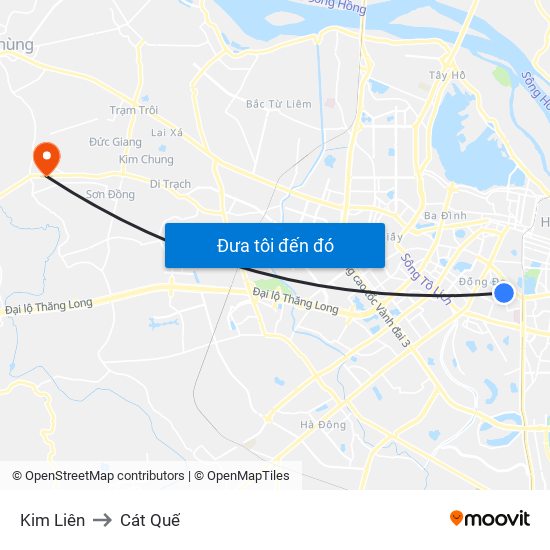 Kim Liên to Cát Quế map