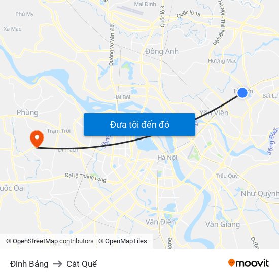 Đình Bảng to Cát Quế map