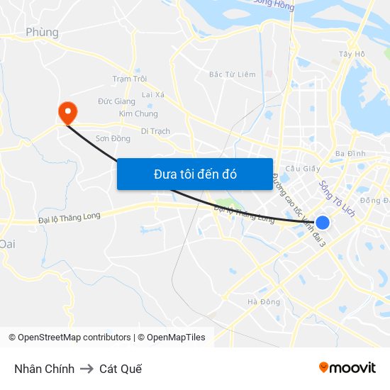 Nhân Chính to Cát Quế map