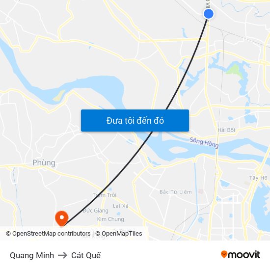 Quang Minh to Cát Quế map