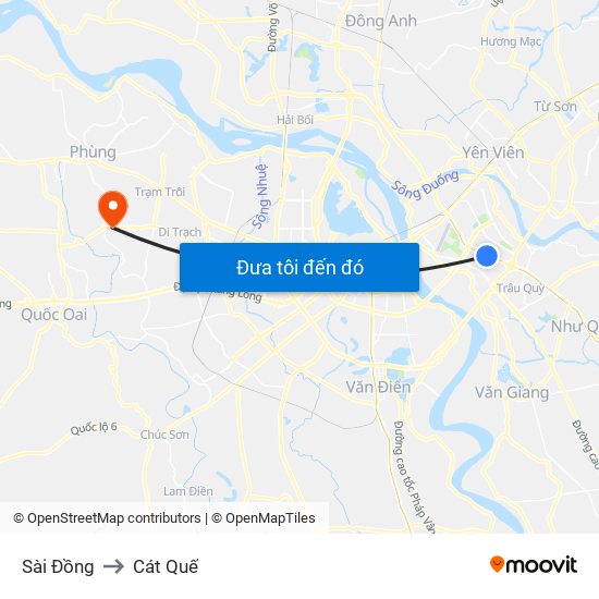 Sài Đồng to Cát Quế map
