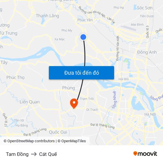 Tam Đồng to Cát Quế map