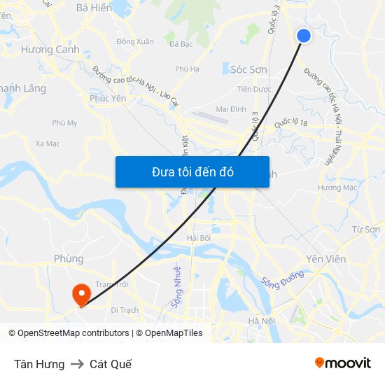 Tân Hưng to Cát Quế map