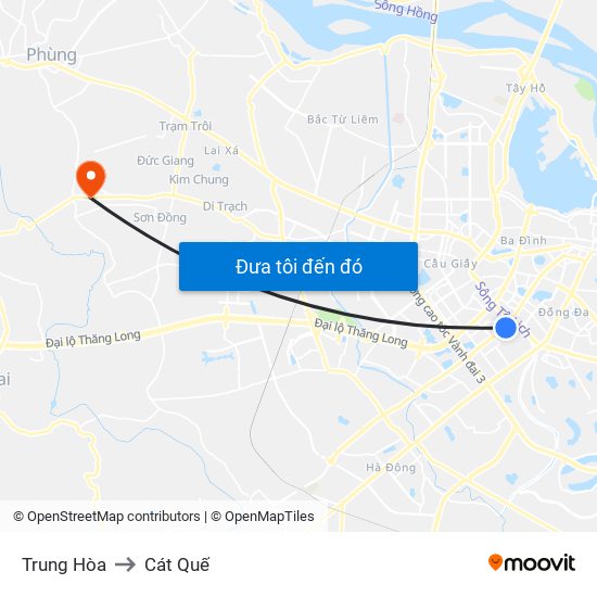 Trung Hòa to Cát Quế map