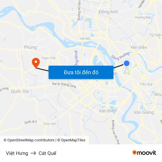 Việt Hưng to Cát Quế map