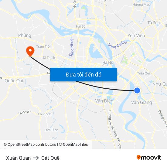 Xuân Quan to Cát Quế map