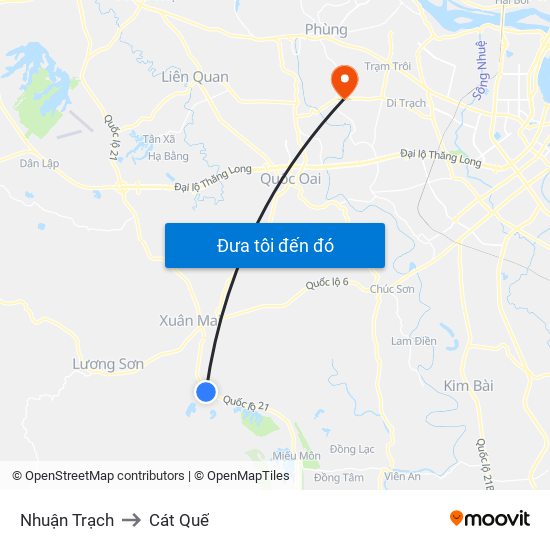 Nhuận Trạch to Cát Quế map