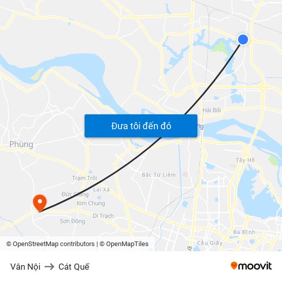 Vân Nội to Cát Quế map