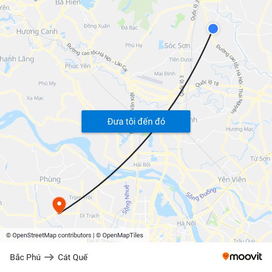 Bắc Phú to Cát Quế map
