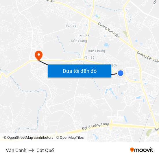 Vân Canh to Cát Quế map